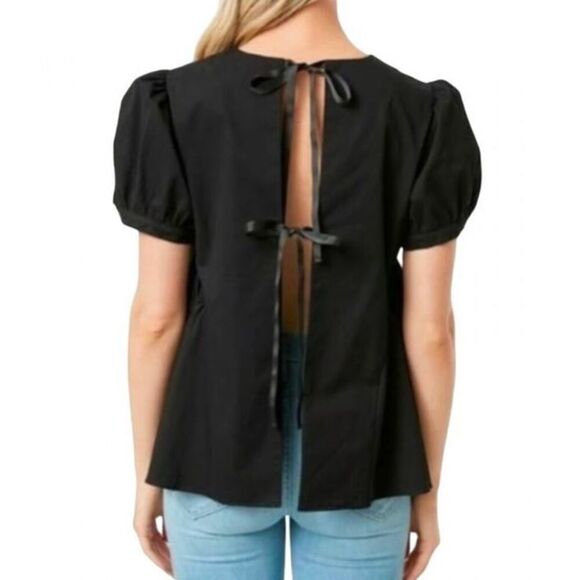 Pomander Place x Tuckernuck Julianna Bow Back Blouse In Black Size Small - Picture 2 of 6